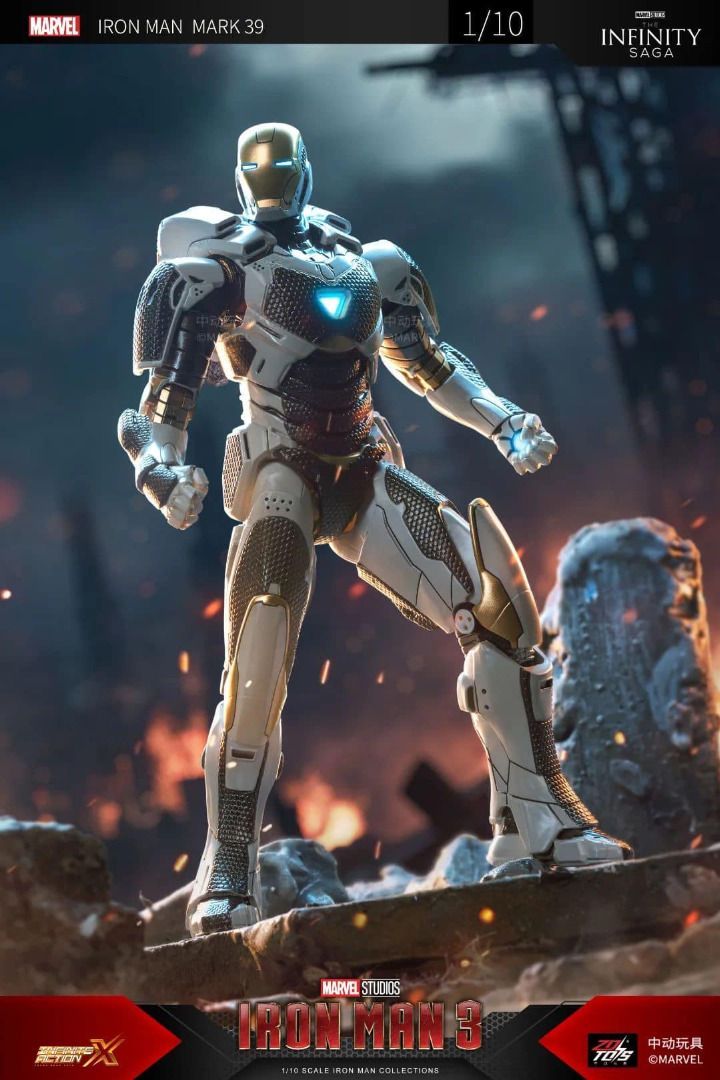 Mô hình nhân vật Marvel Iron man người sắt Mark 39 XXIV MK39 SHF Iron man 3 tỉ lệ 1:10 23CM ZD Toys FG262