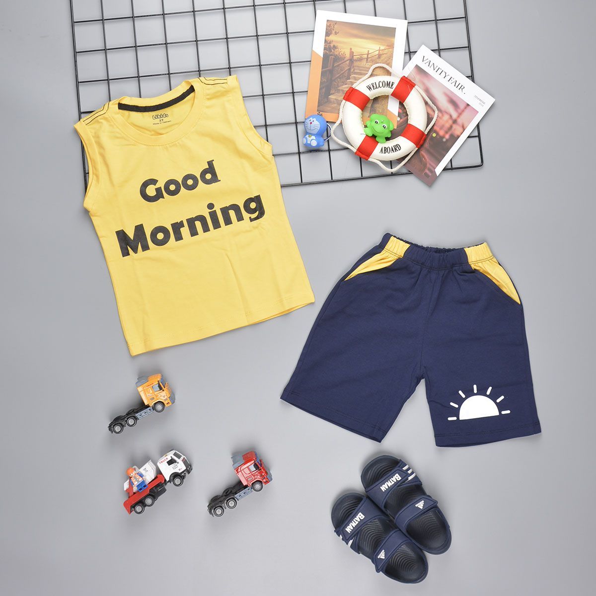Đồ bộ sát nách bé trai good morning