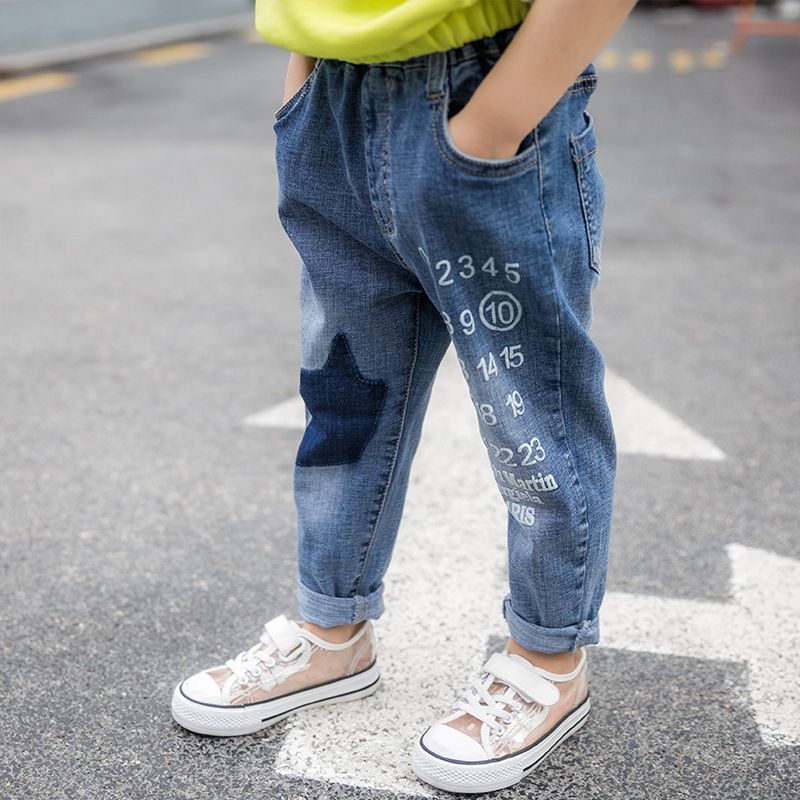 Quần jean trẻ em denim đếm số cho bé trai và bé gái