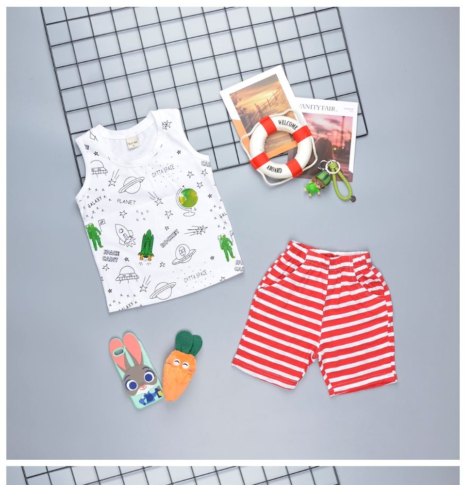 Quần áo trẻ em TrueKids, đồ bộ Bé Trai sát nách in hình vũ trụ size đại cho bé 10 - 40kg