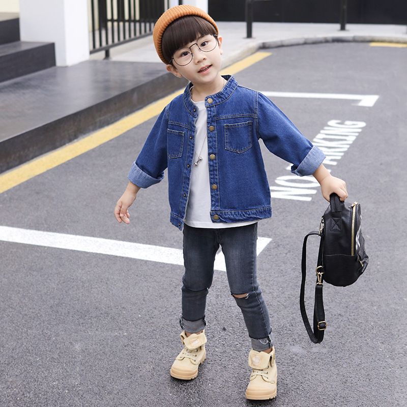  Áo khoác bé trai TrueKids, áo khoác jean bé trai phong cách Hàn Quốc 