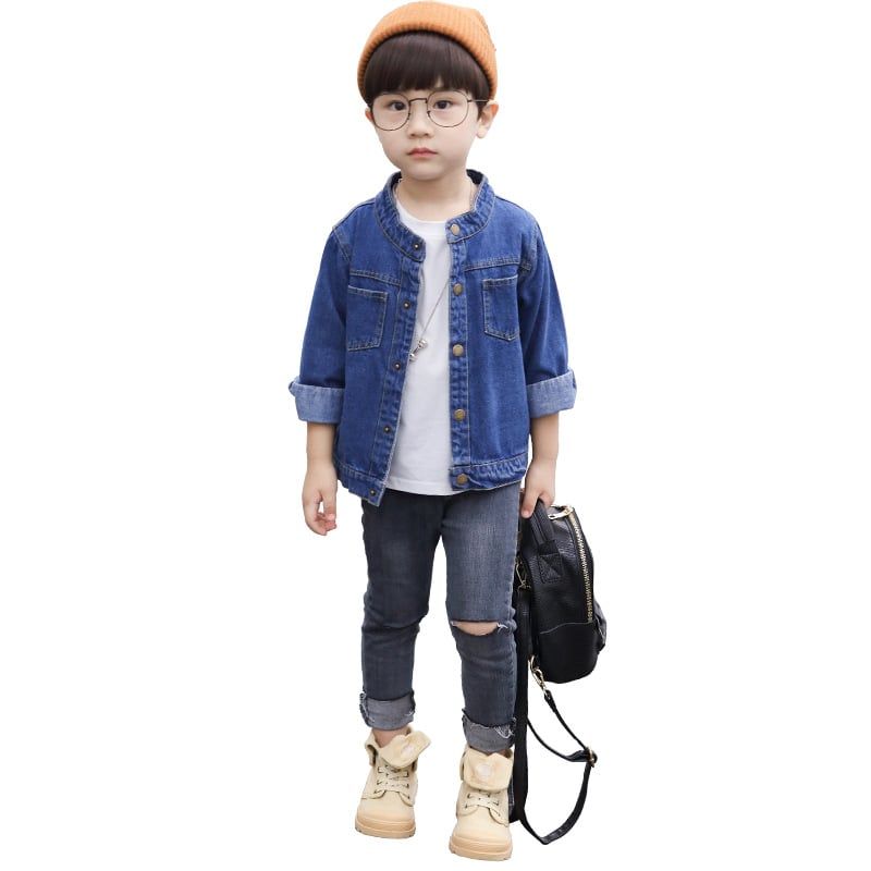 Áo khoác bé trai TrueKids, áo khoác jean bé trai phong cách Hàn Quốc