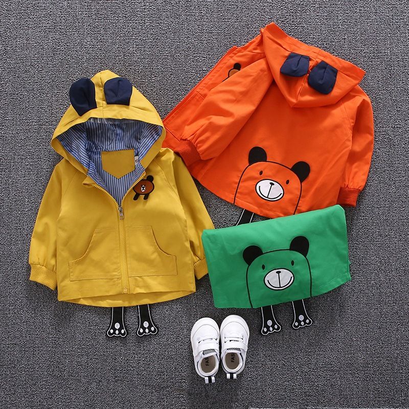 Áo khoác kaki cho bé TrueKids kaki dày 2 lớp thêu gấu nâu