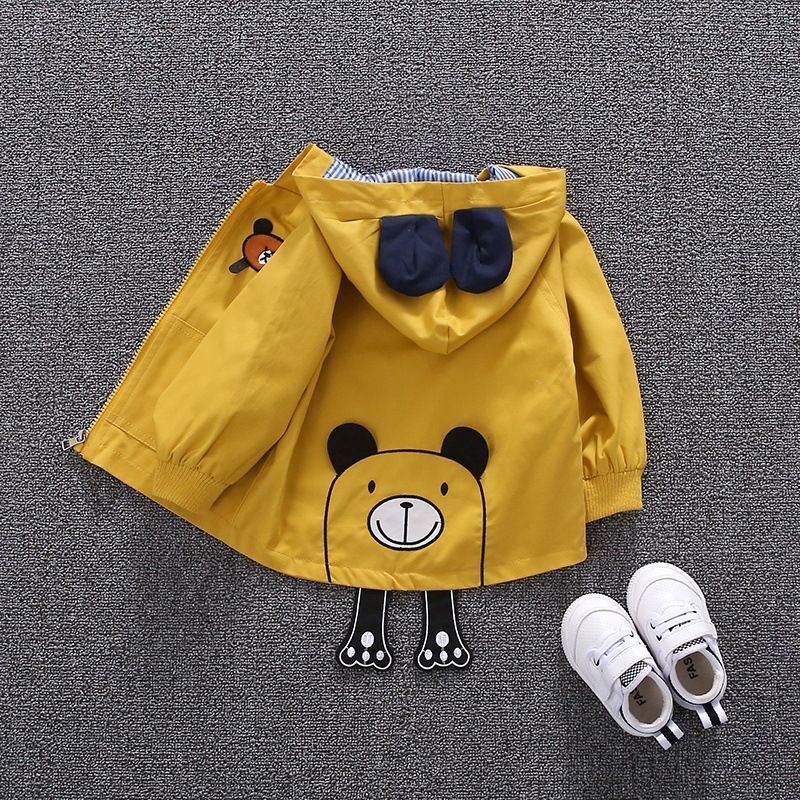 Áo khoác kaki cho bé TrueKids kaki dày 2 lớp thêu gấu nâu
