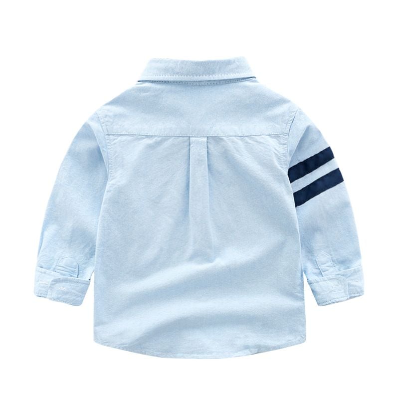 Áo sơ mi trẻ em WELLKIDS, áo sơ mi dài tay bé trai phối túi trước
