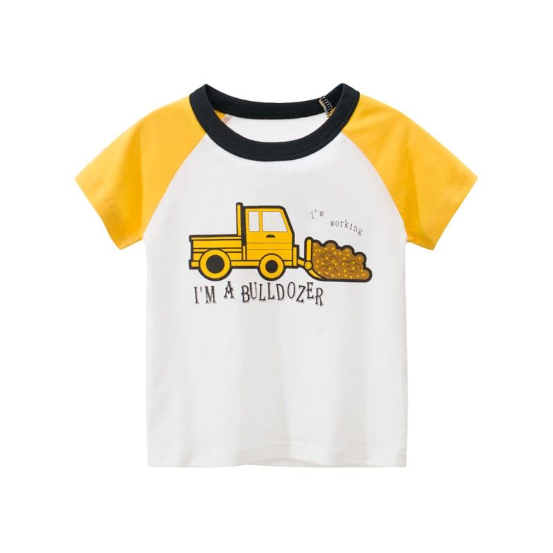  Áo thun Trẻ Em Xuất Khẩu TrueKids In Xe Xúc Đất Chất Cotton 100% 