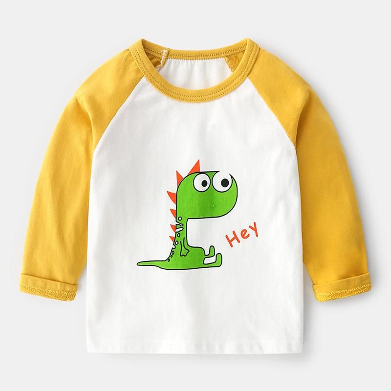 Áo thun trẻ em TrueKids, áo thun dài tay bé trai in hình khủng long, xe công nông
