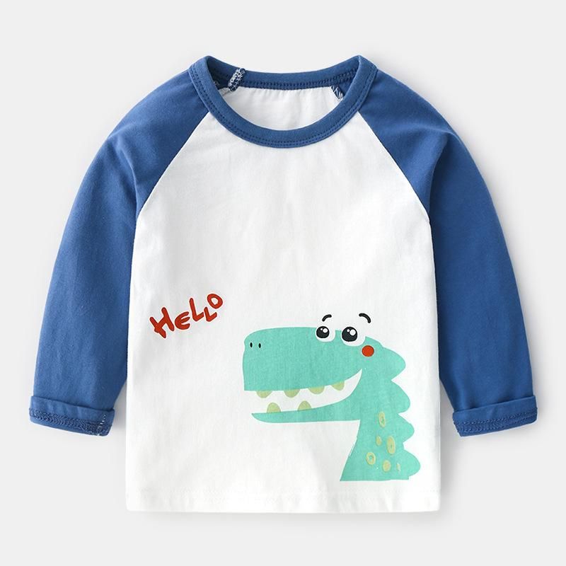 Áo thun trẻ em TrueKids, áo thun dài tay bé trai in hình khủng long, xe công nông