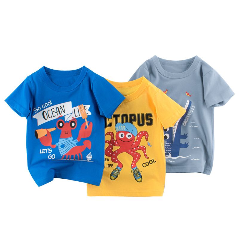 Áo thun trẻ em 27Kids, áo thun ngắn tay bé trai in hình động vật đại dương
