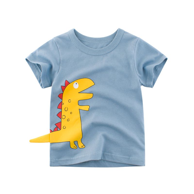 Áo thun ngắn tay bé trai TrueKids in khủng long phối đuôi