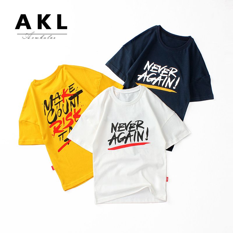 Áo thun trẻ em size đại TrueKids, Áo thun ngắn tay bé trai in chữ slogan