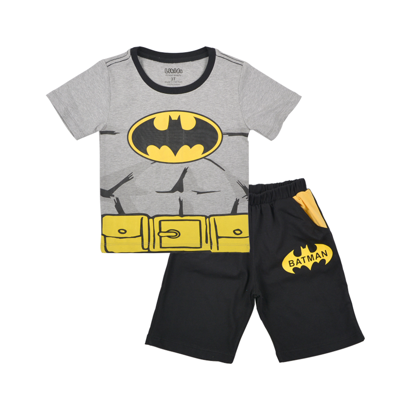 Bộ siêu nhân batman cho bé trai TrueKids, chất cotton 4 chiều quần phối vàng logo batman
