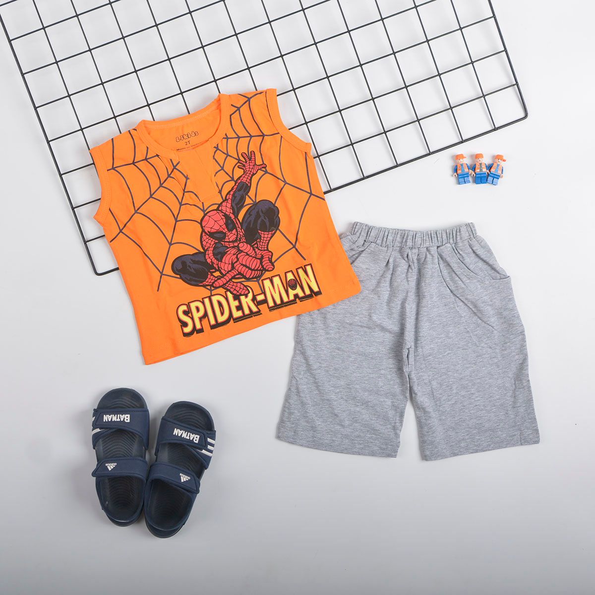 Đồ bộ bé trai TrueKids, đồ bộ sát nách in nhện 4 màu