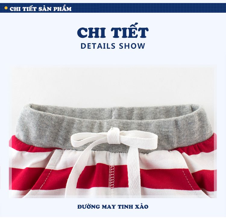 Quần thun bé trai 27KIDS, quần short cho bé họa tiết thêu chữ phối màu sọc ngang