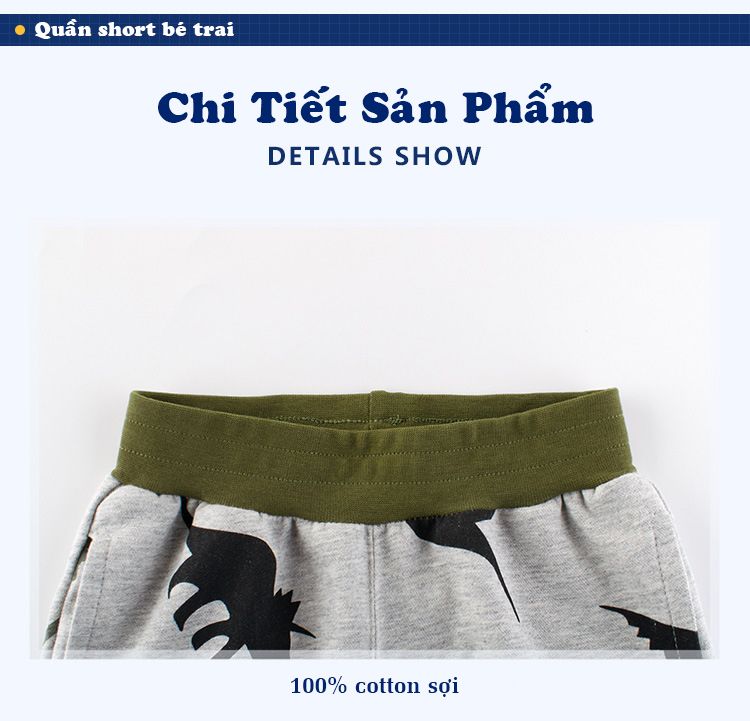 Quần short thun bé trai 27Kids. quần thun bé trai họa tiết khủng long hàng xuất khẩu