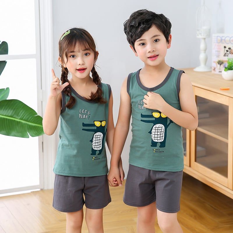  Đồ bộ trẻ em TrueKids, đồ bộ sát nách cho bé trai và bé gái phối hoạt hình 