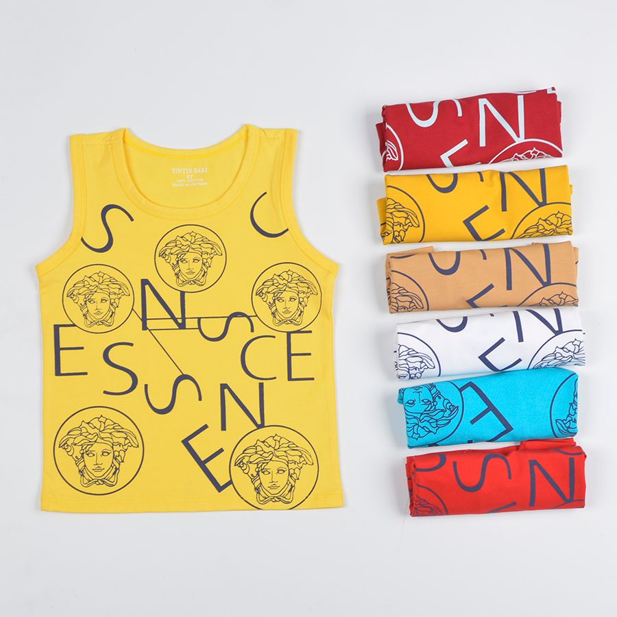 Combo 3 Áo thun sát nách cho bé trai TrueKids in chữ, 100% Cotton, hàng xuất đẹp
