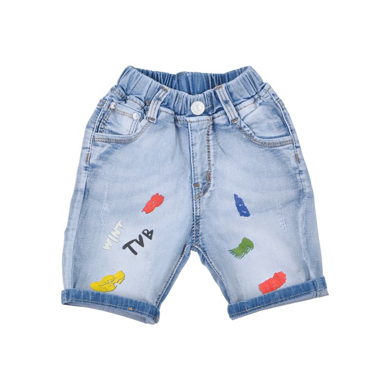 Quần short jean bé trai TrueKids Hàng Xuất Vải Mịn Mềm in TVB