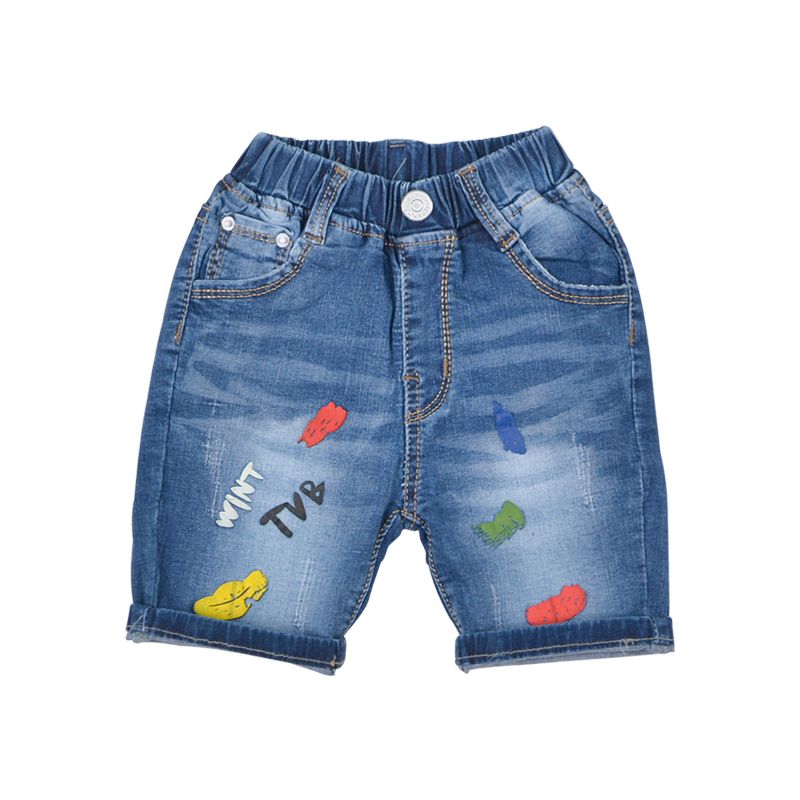 Quần short jean bé trai TrueKids Hàng Xuất Vải Mịn Mềm in TVB