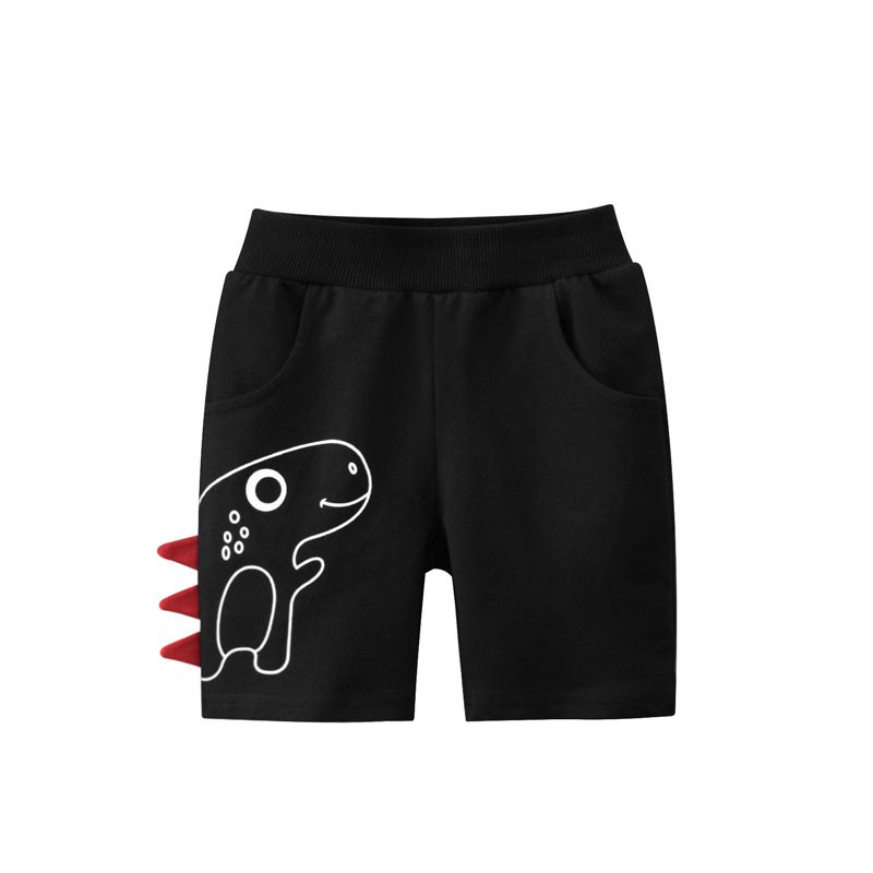 Quần thun bé trai 27KIDS, quần short cho bé họa tiết in khủng long phối đuôi nhiều màu