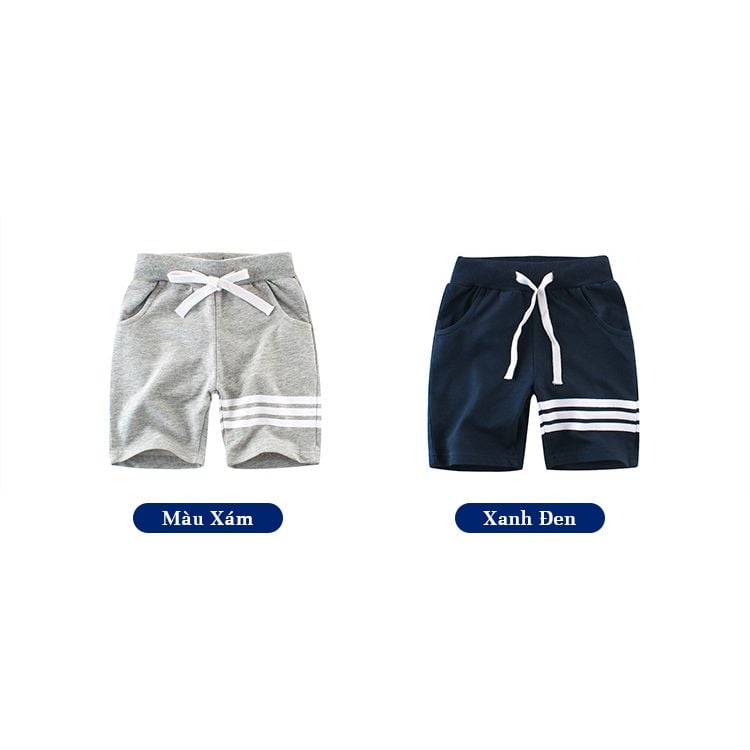 Quần short bé trai 27Kids, quần thun cho bé trai 3 sọc thể thao