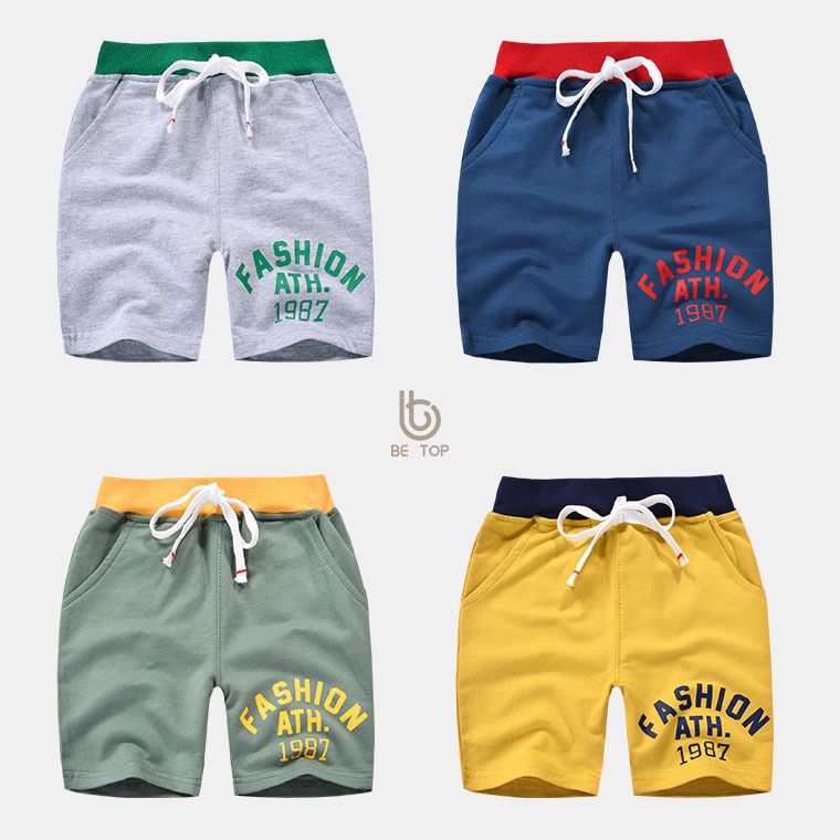 Quần thun bé trai BE TOP, quần short cho bé họa tiết in Fashion 1987