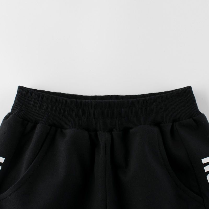 Quần thun bé trai 27KIDS, quần short thun cho bé trai thể thao phối chữ bên hông