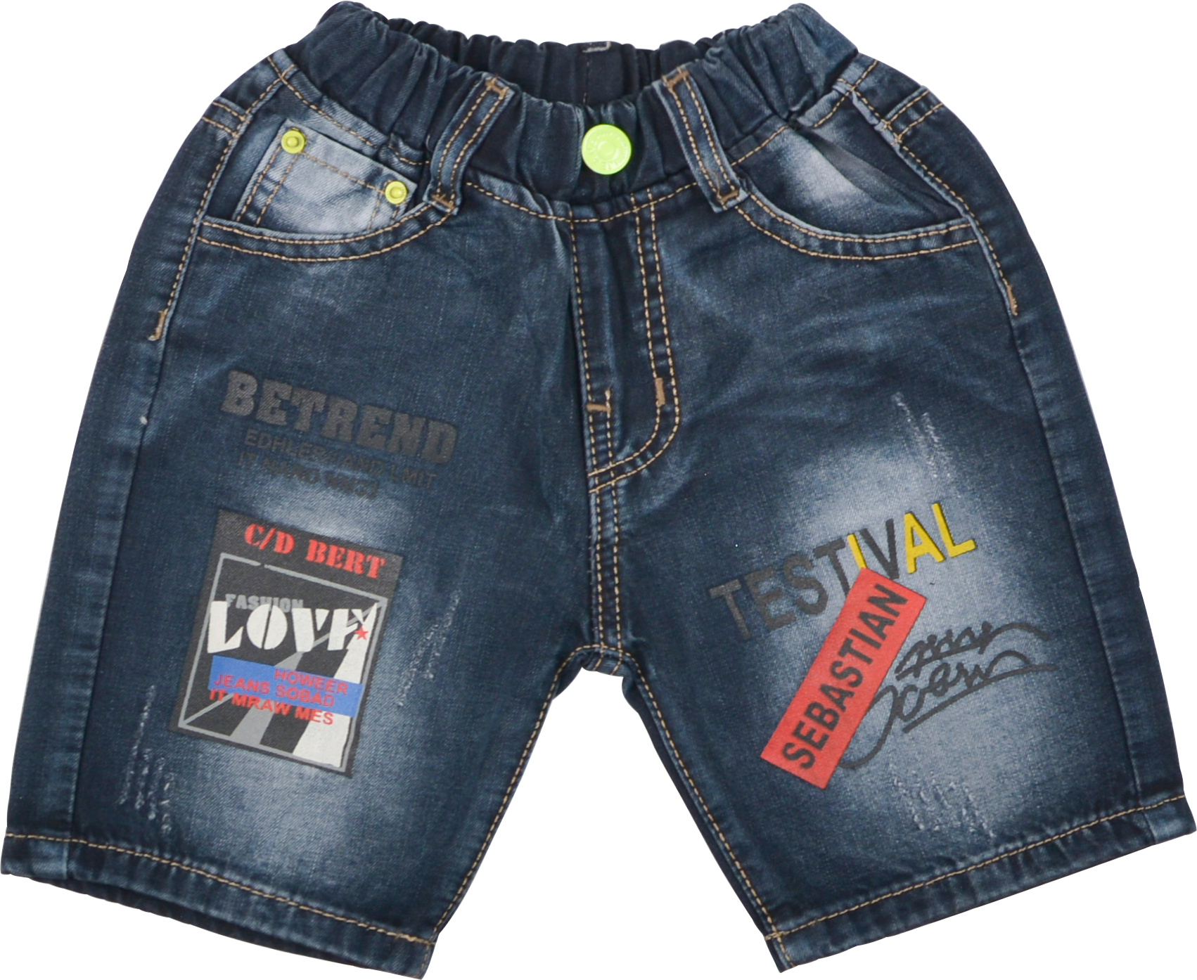 Quần short jean bé trai TrueKids Hàng Xuất Vải Mịn Mềm in testival