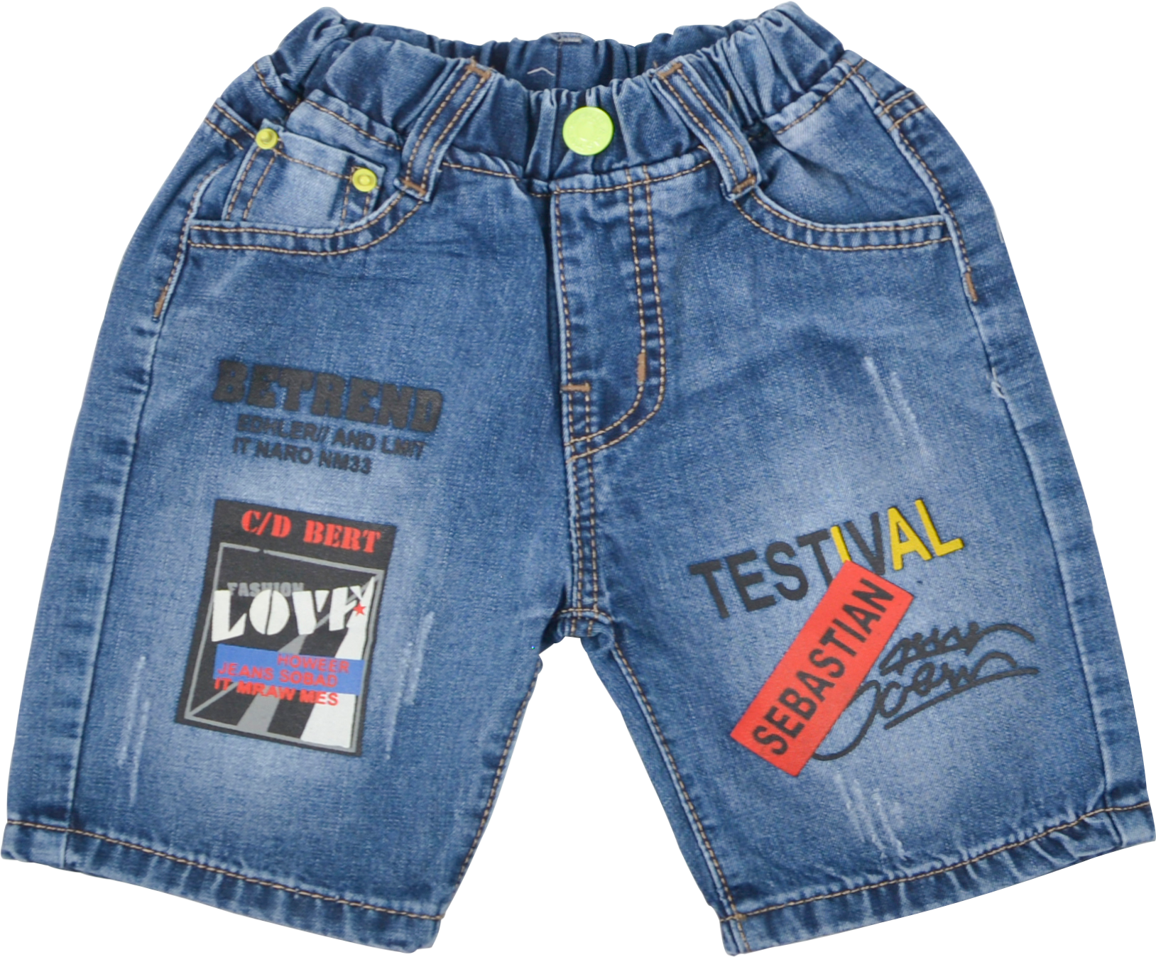 Quần short jean bé trai TrueKids Hàng Xuất Vải Mịn Mềm in testival