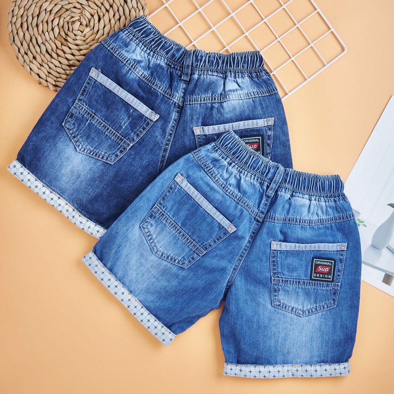  Quần jean trẻ em TrueKids, quần short jean cho bé trai wash xước 