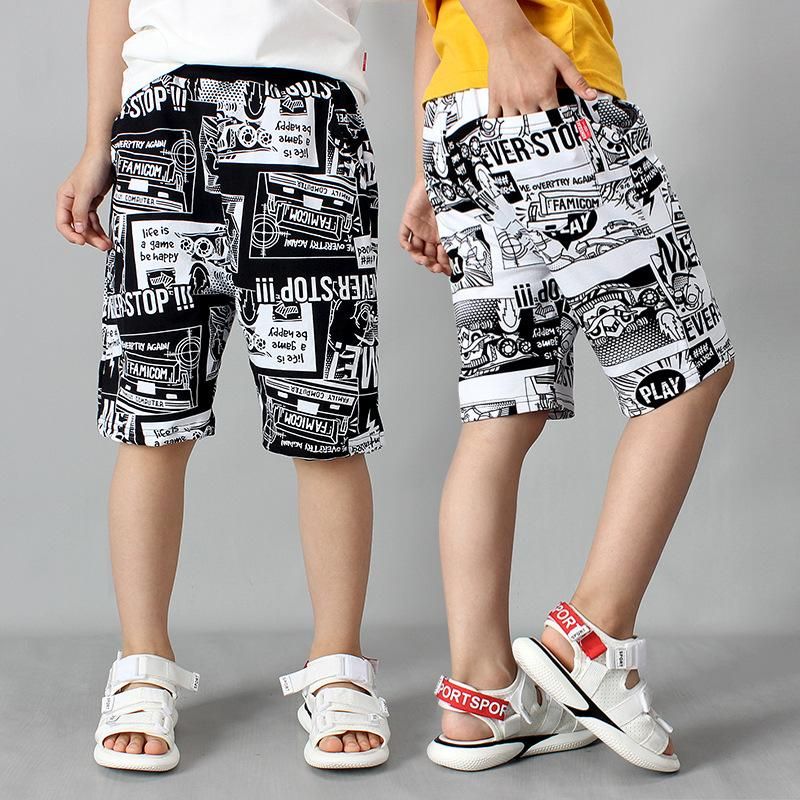 Quần thun trẻ em size đại TrueKids, Quần short thun cho bé trai phối chữ họa tiết