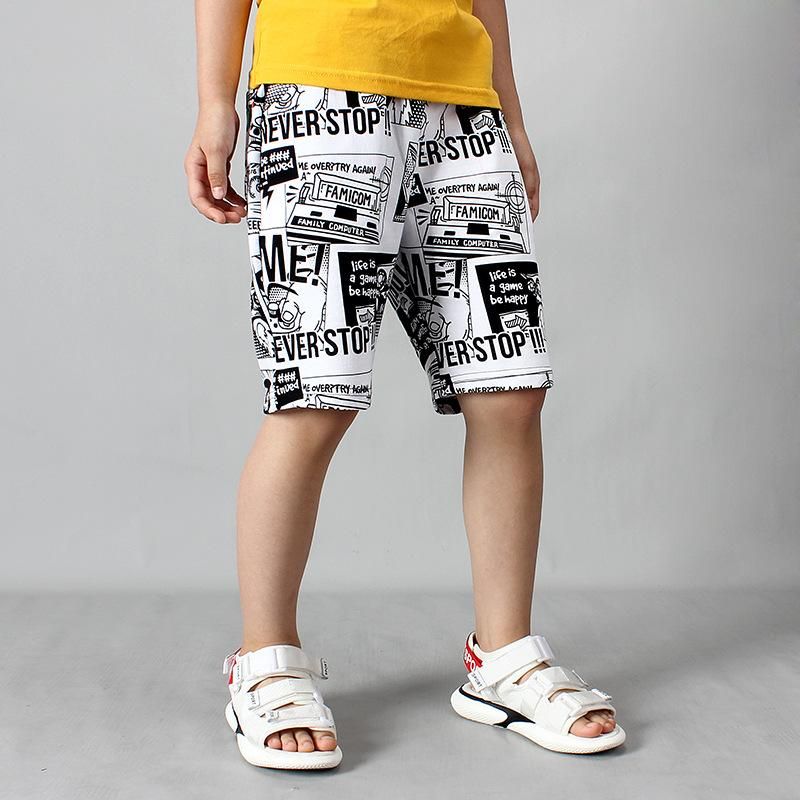 Quần thun trẻ em size đại TrueKids, Quần short thun cho bé trai phối chữ họa tiết