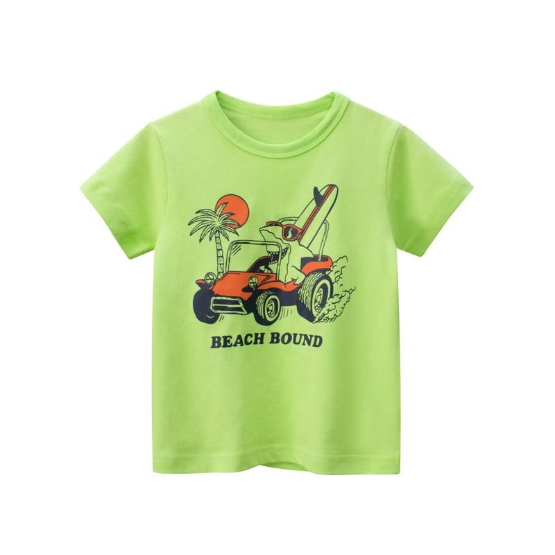Áo thun trẻ em 27KIDS, Áo thun ngắn tay bé trai in hình cá mập đi biển