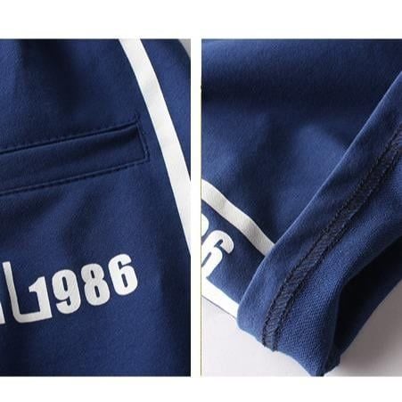 Quần thun trẻ em size đại TrueKids, Quần short thun cho bé trai phối chữ AKL 1986