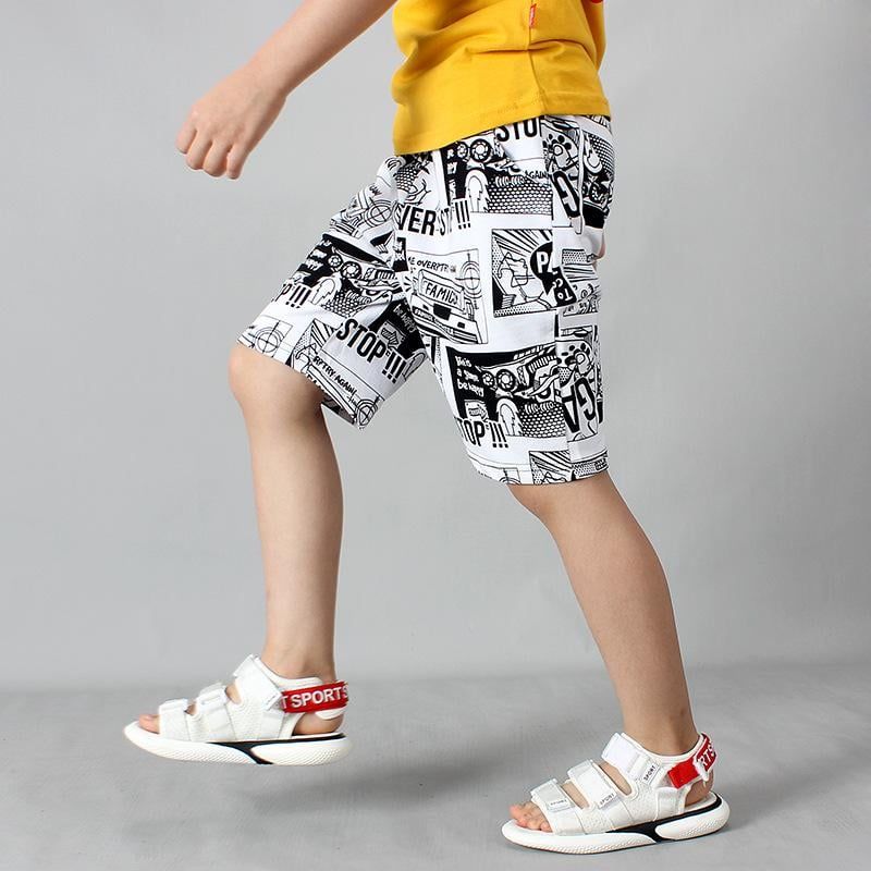 Quần thun trẻ em size đại TrueKids, Quần short thun cho bé trai phối chữ họa tiết