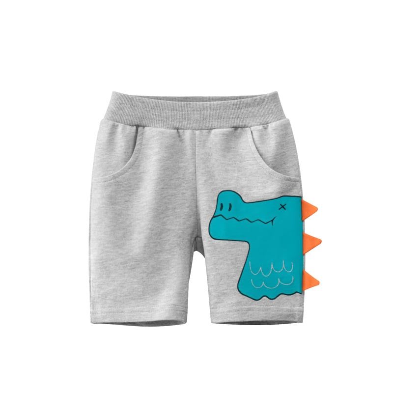 Quần thun bé trai 27KIDS, quần short cho bé họa tiết in khủng long phối đuôi nhiều màu