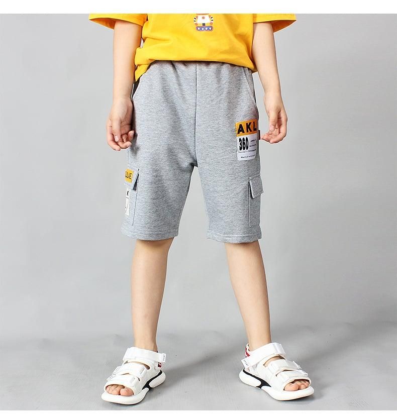 Quần thun trẻ em size đại TrueKids, Quần short thun cho bé trai phối túi nắp bên hông