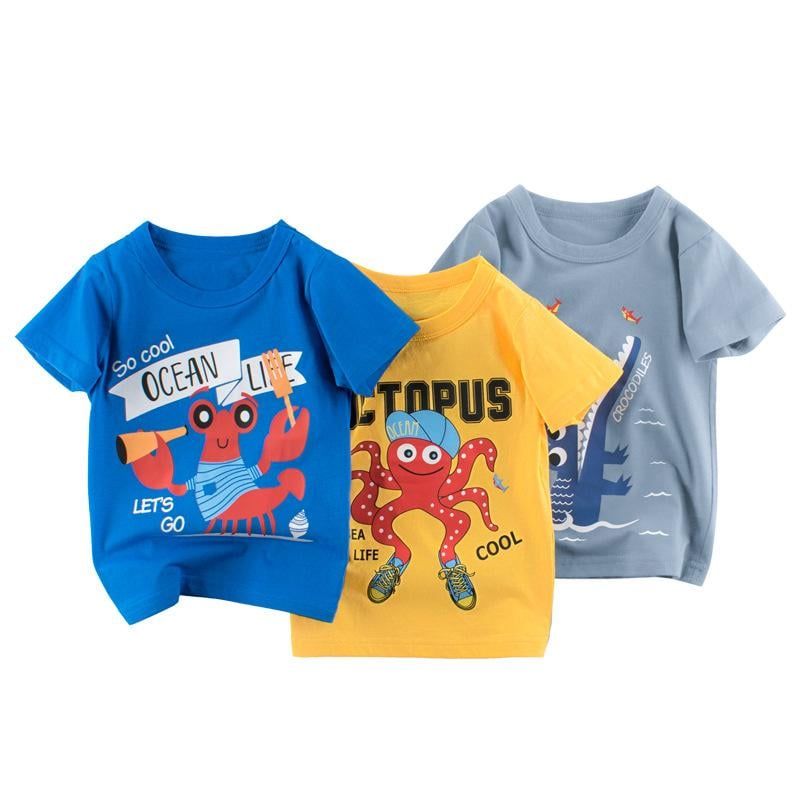 Áo thun trẻ em 27Kids, áo thun ngắn tay bé trai in hình động vật đại dương