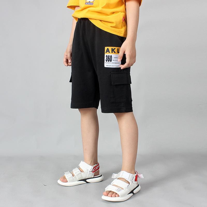 Quần thun trẻ em size đại TrueKids, Quần short thun cho bé trai phối túi nắp bên hông
