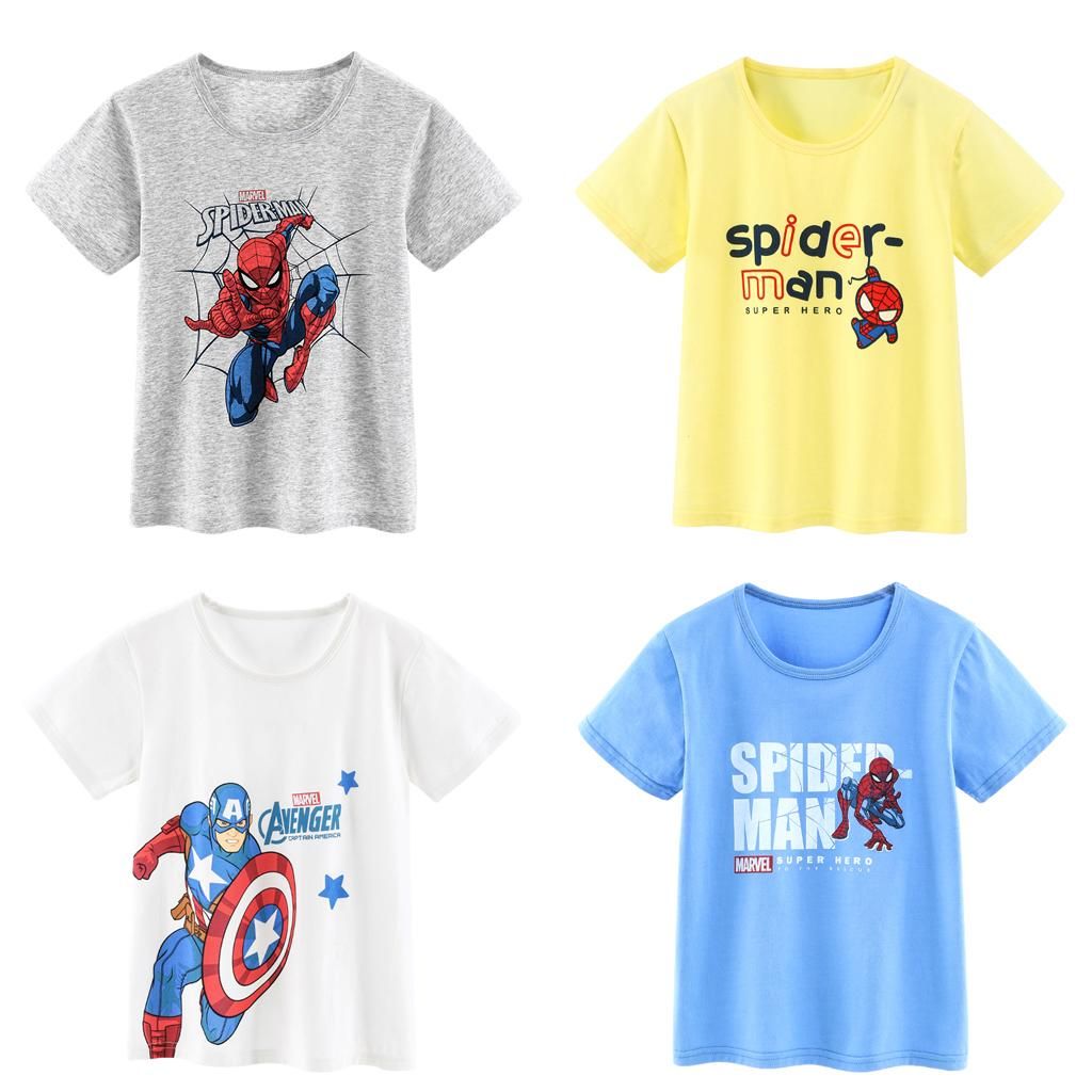 Áo thun bé trai truekids, áo phông chất cotton 100% in hình siêu nhân nhện