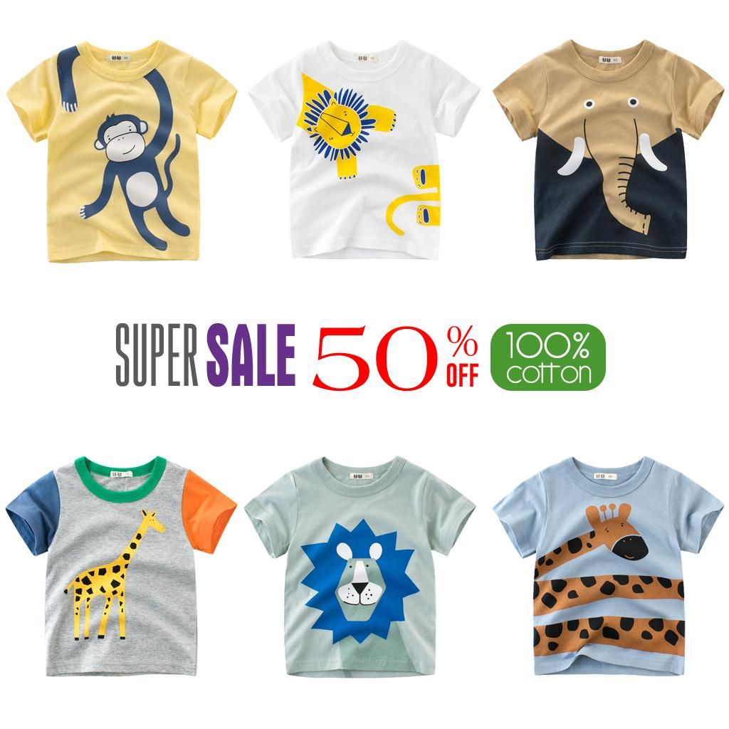 Áo Thun Bé Trai 27Kids In Động Vật Ngộ Nghĩnh Hàng Xuất Khẩu
