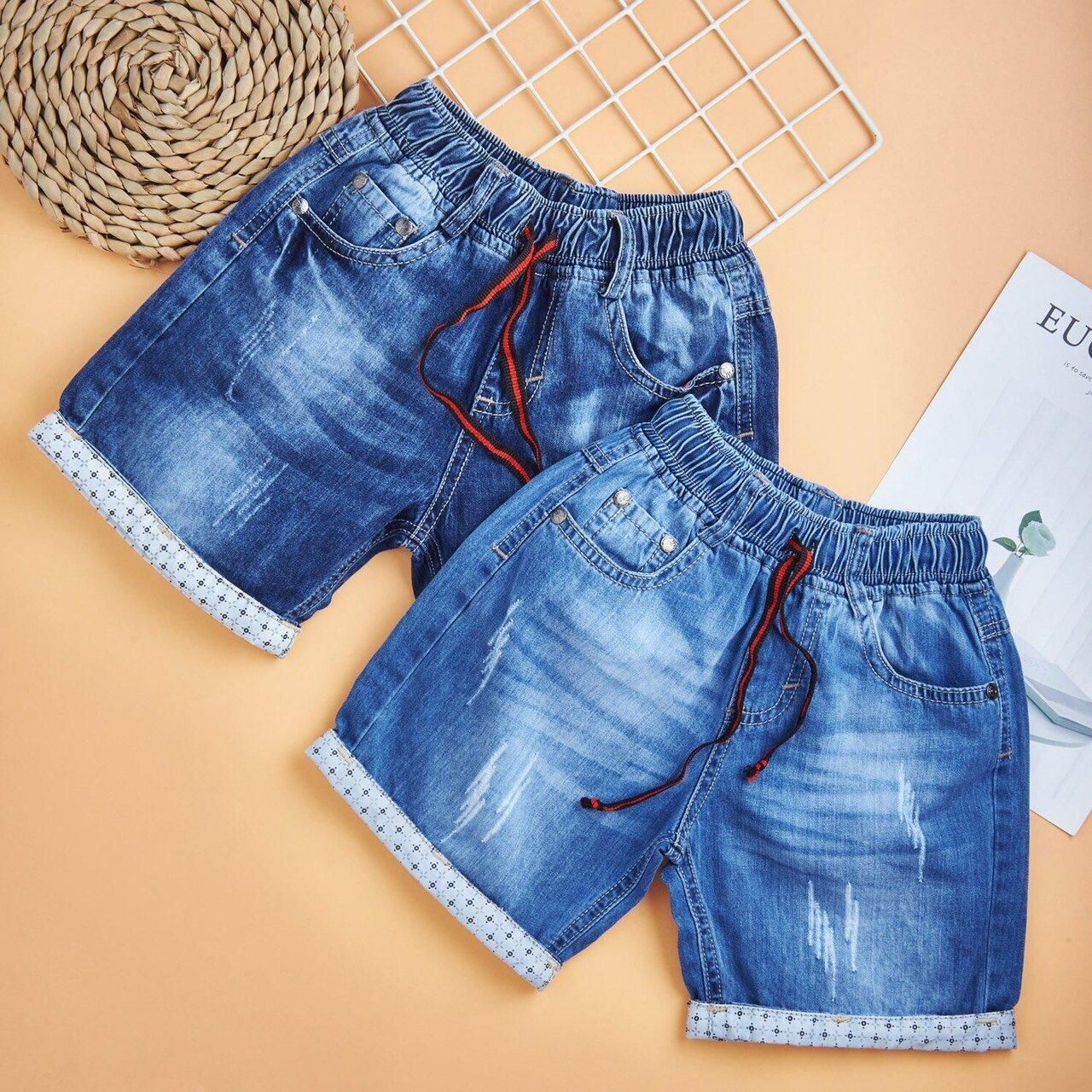 Quần jean trẻ em TrueKids, quần short jean cho bé trai wash xước