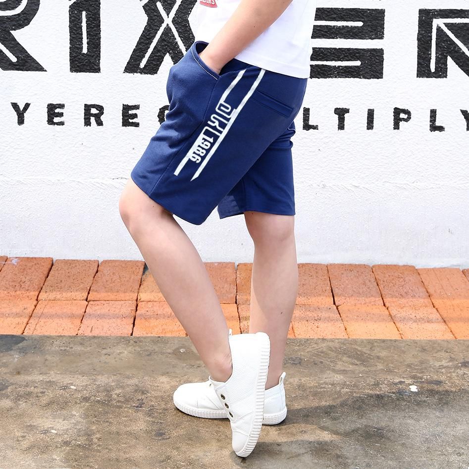 Quần thun trẻ em size đại TrueKids, Quần short thun cho bé trai phối chữ AKL 1986