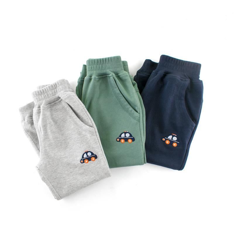 Quần thun bé trai 27KIDS, quần dài thun cho bé trai thêu ô tô