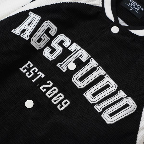  AG STUDIO CORDUROY VARSITY JACKET - BLACK 