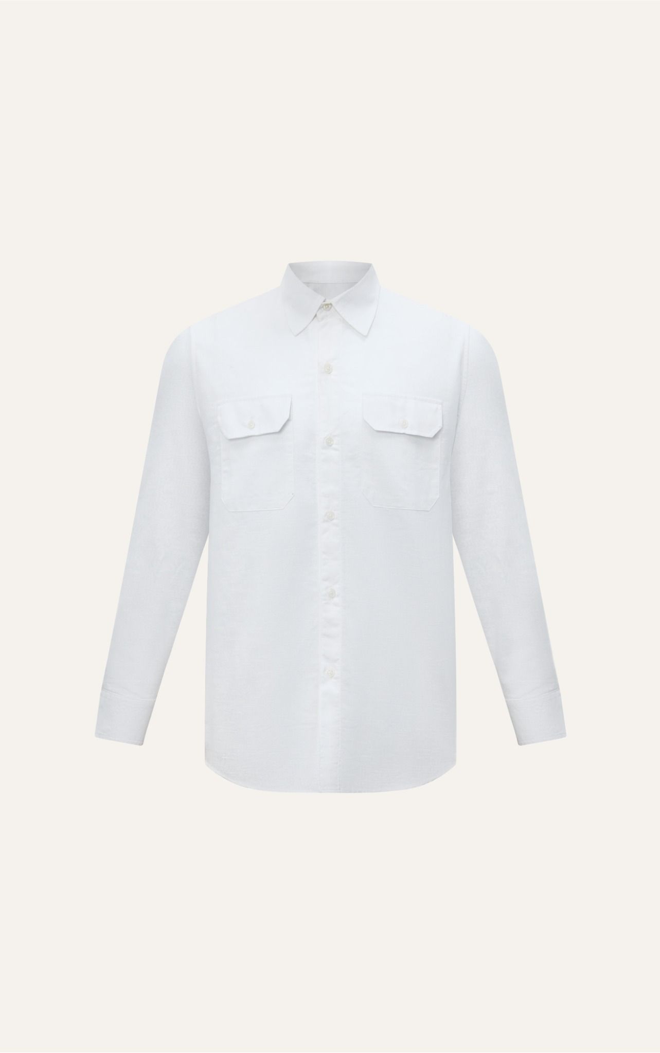 AG536 PREMIUM REGULAR FIT LINEN POCKET SHIRT - WHITE