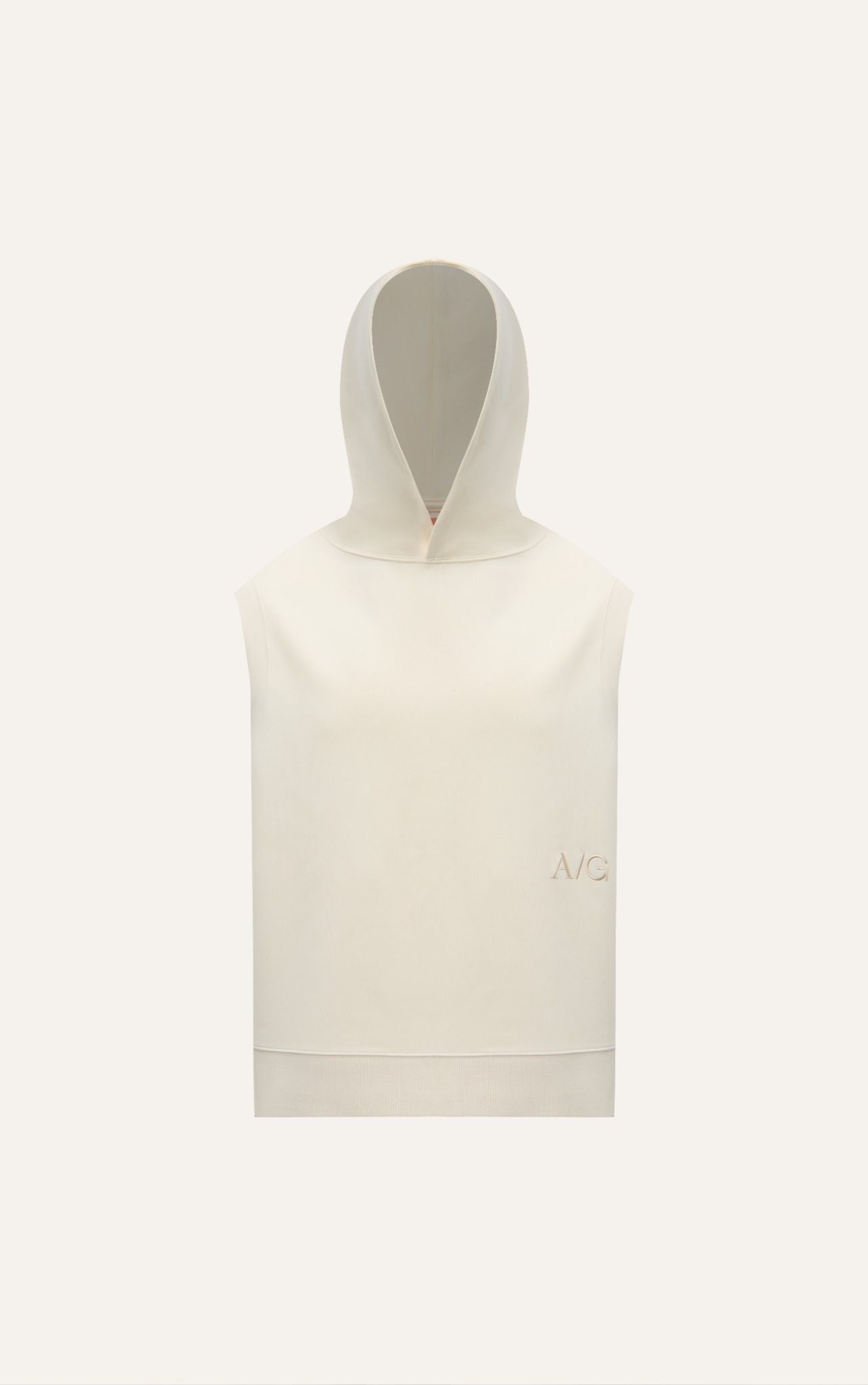 AG734 STUDIO LOOSE FIT CLOSE FITTING HOODIE - OFF WHITE