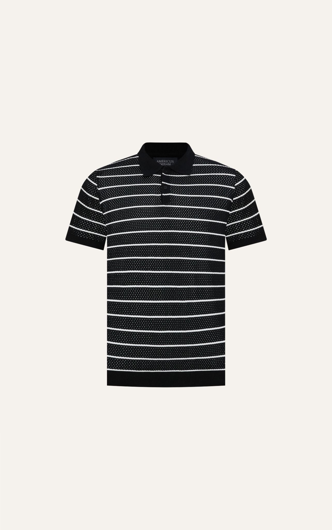 AG735 PREMIUM REGULAR FIT STRIPED KNIT POLO - BLACK