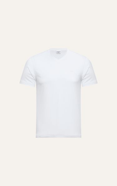  AG77 FACTORY REGULAR FIT BASIC HEART NECK T-SHIRT - WHITE