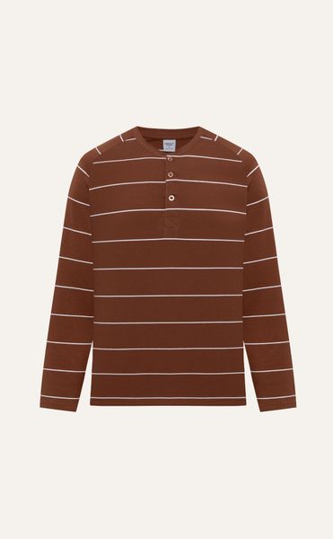  AG76 FACTORY REGULAR FIT LONG-SLEEVED STRIPED SHIRT - BROWN